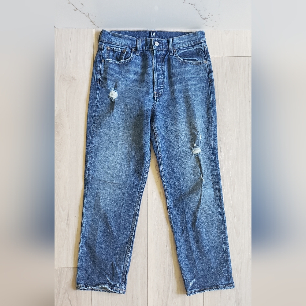 GAP Jeans Womens 8 29 Blue Cheeky Straight Button Front Denim